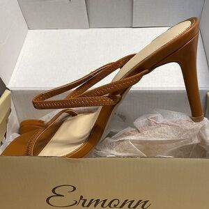 Square Open Toe Mules Heeled Sandals Stiletto Heels Slip On Slingback, Size 9.5